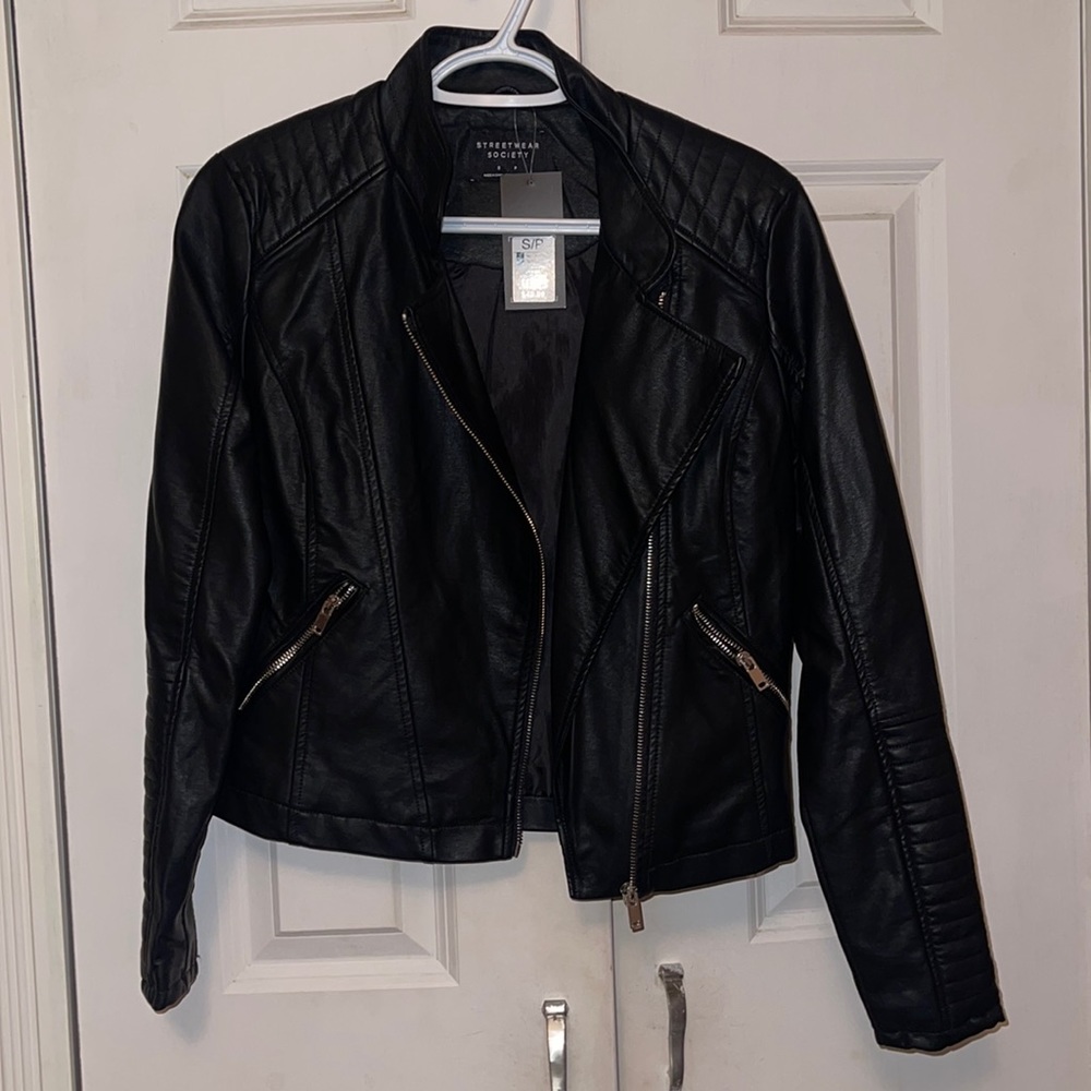 Streetwear society faux leather Jacket